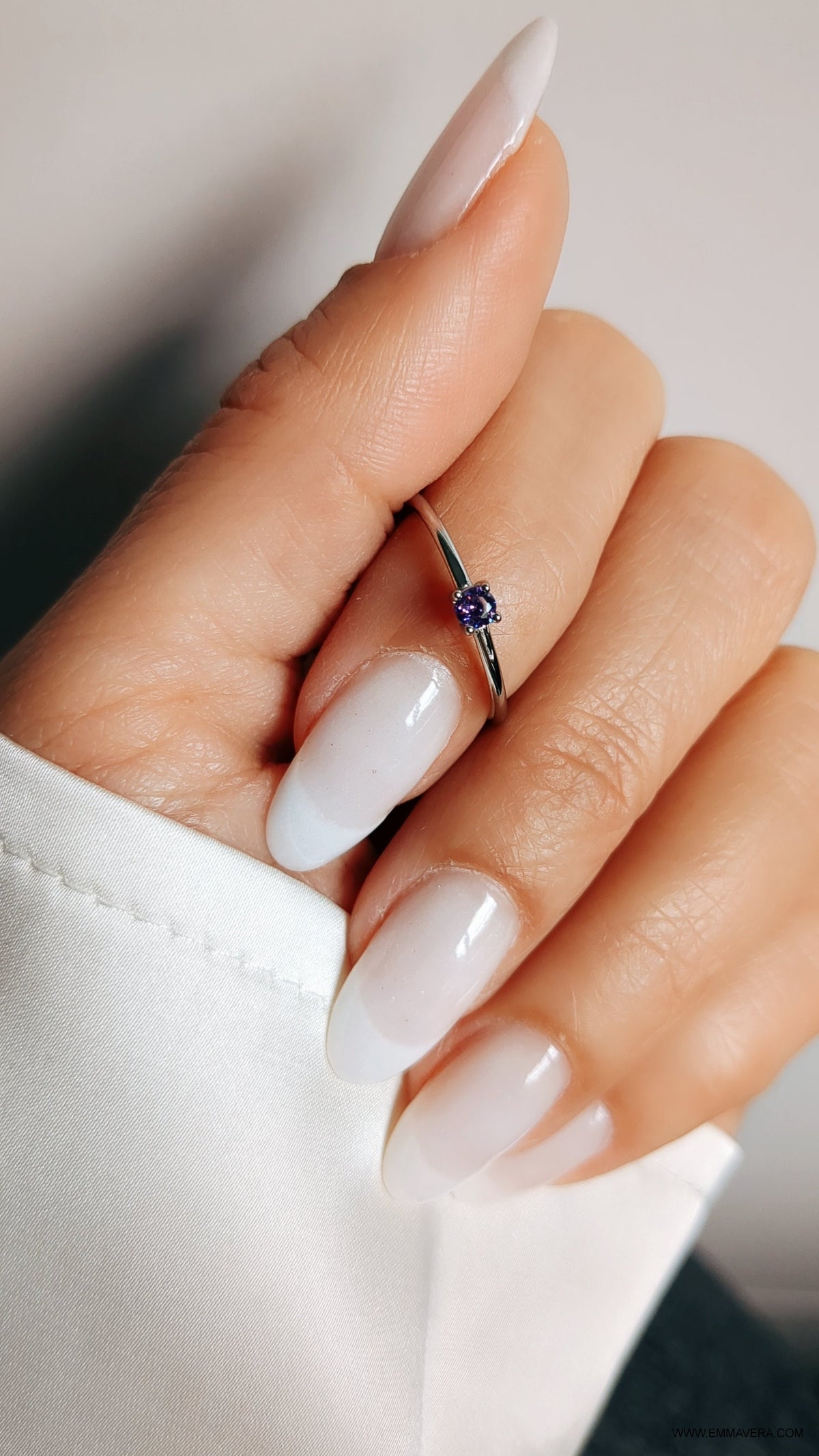 Dainty Genuine Amethyst Ring – 925 Sterling Silver