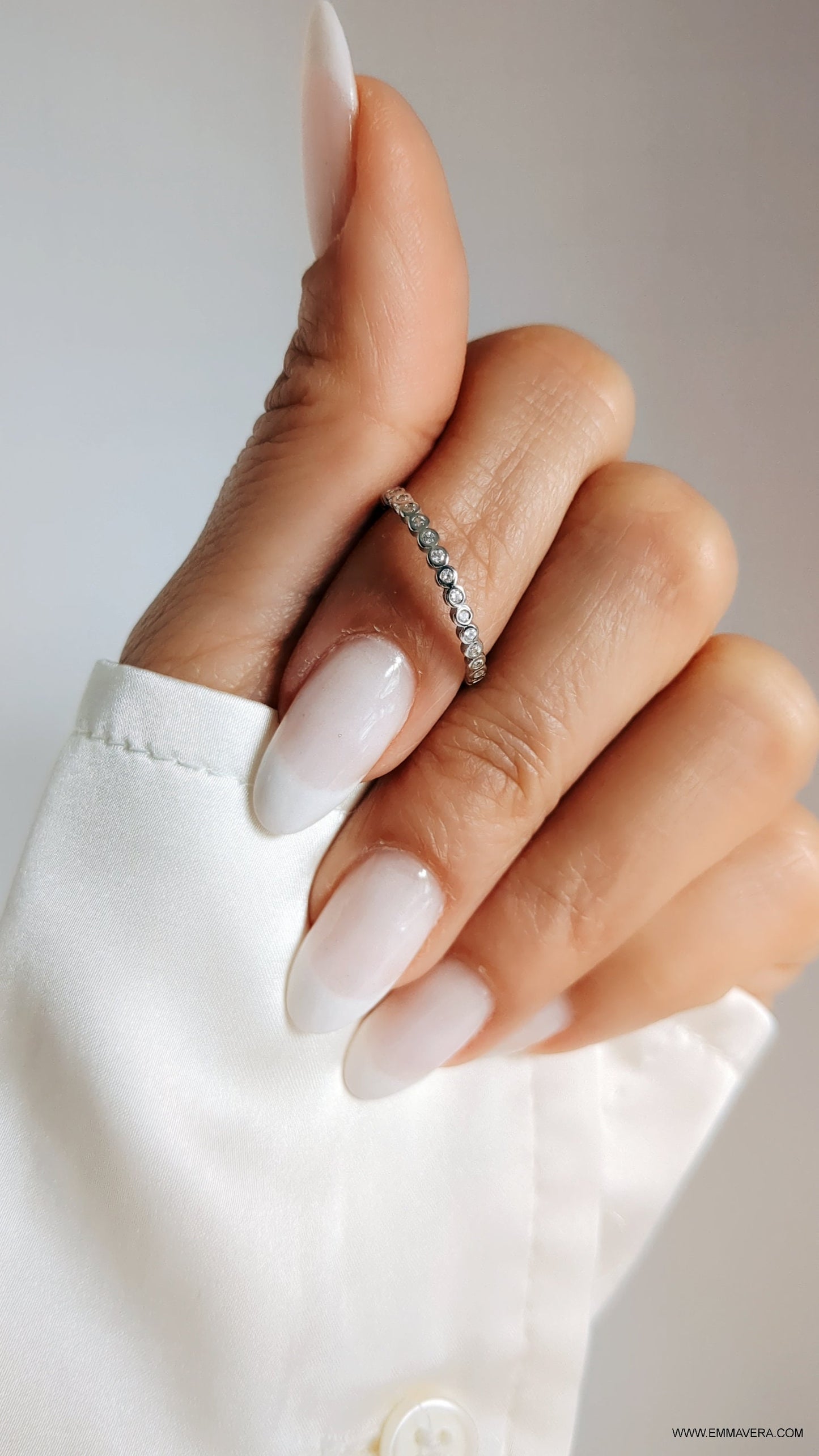 Dainty Thin Eternity Sterling Silver Ring