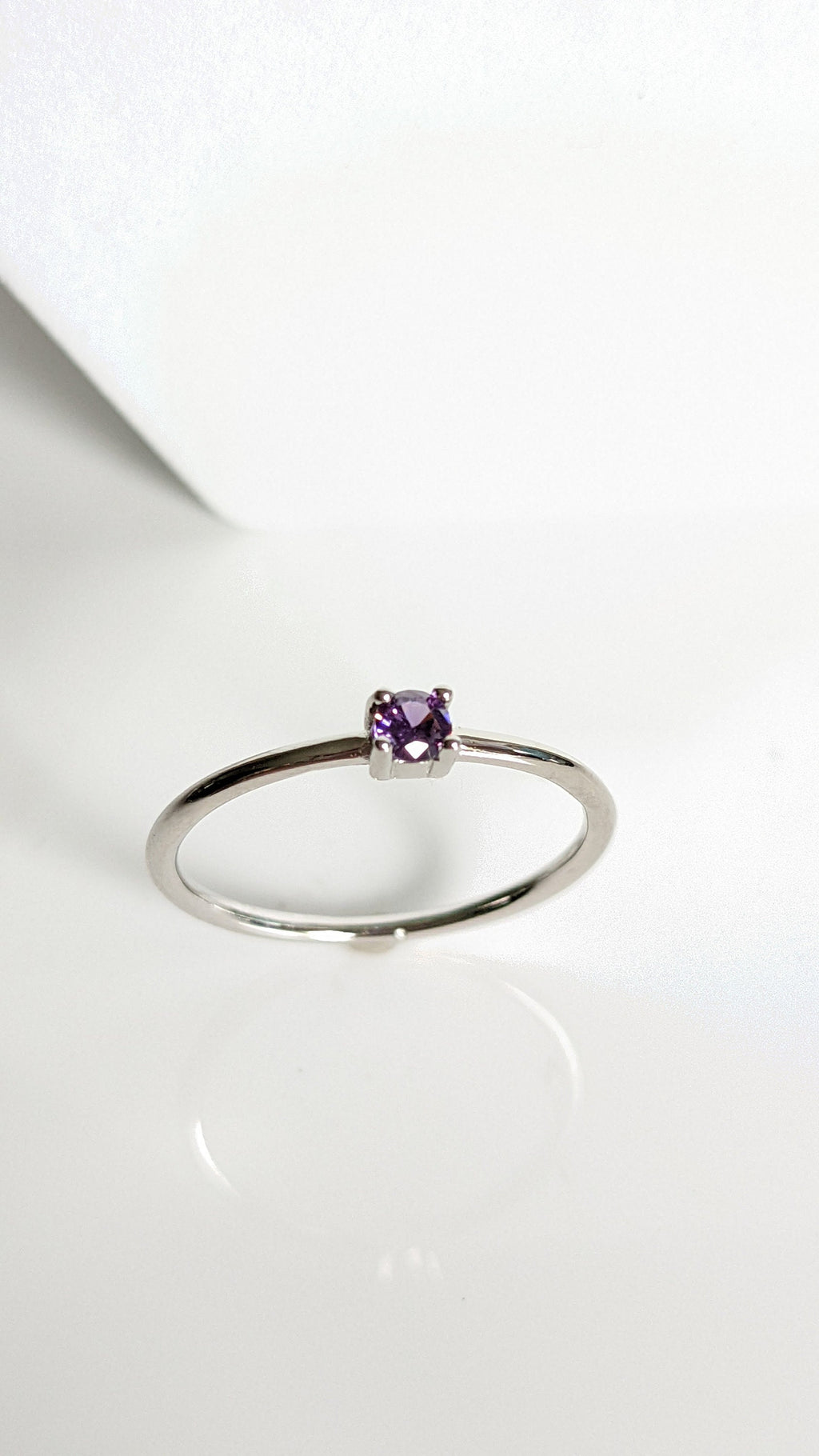 Dainty Genuine Amethyst Ring – 925 Sterling Silver