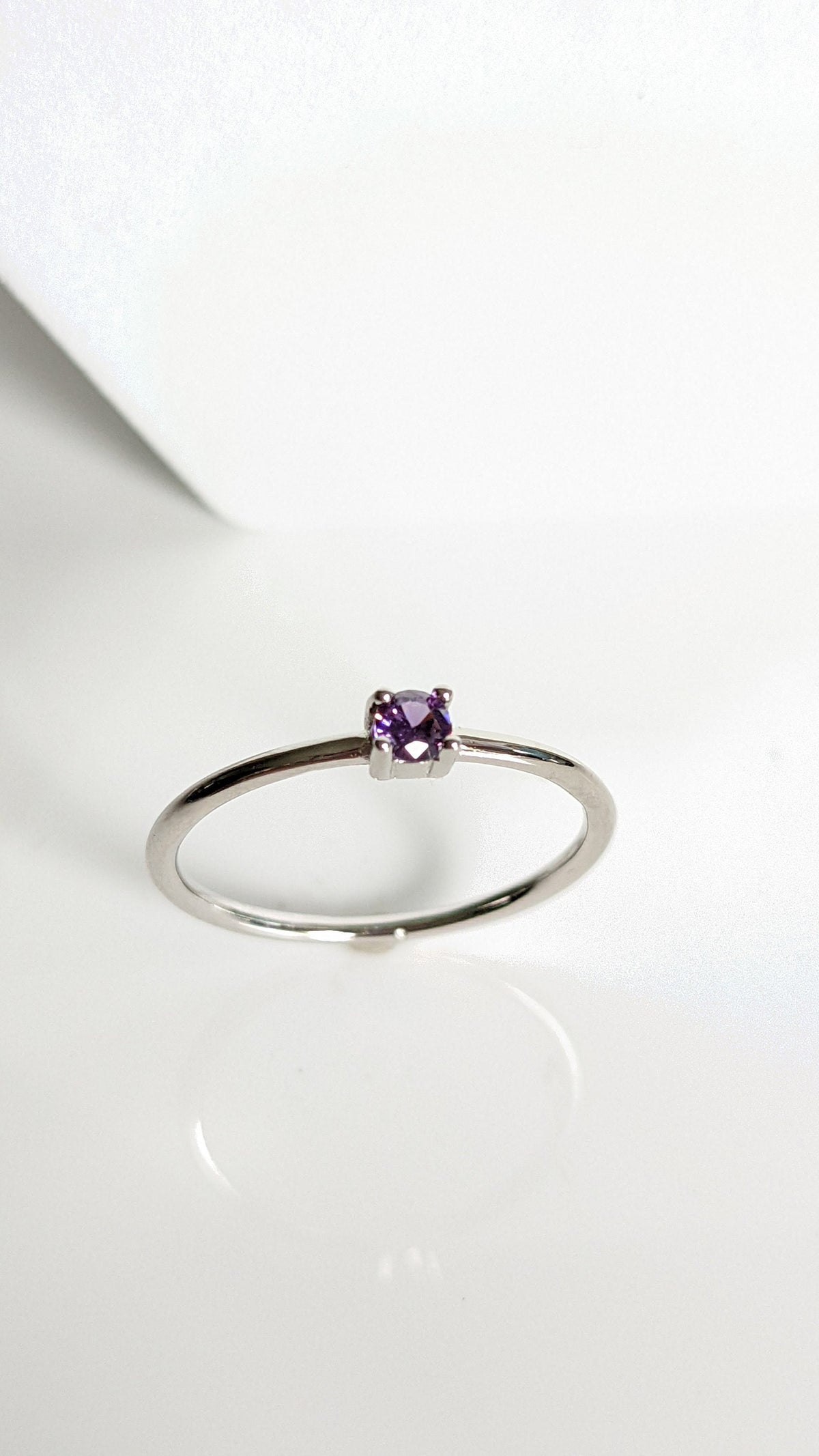 Dainty Genuine Amethyst Ring – 925 Sterling Silver