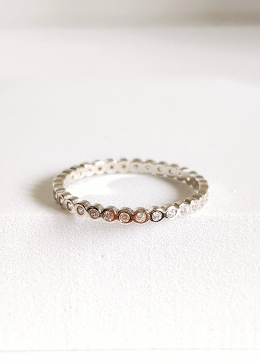 Dainty Thin Eternity Sterling Silver Ring