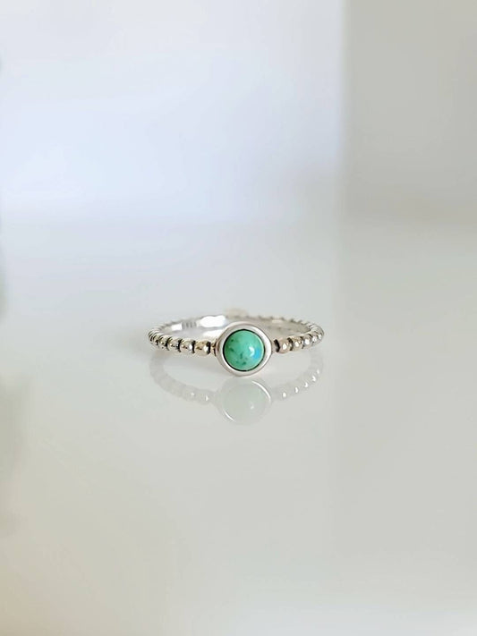 Beaded Sterling Silver Turquoise Ring