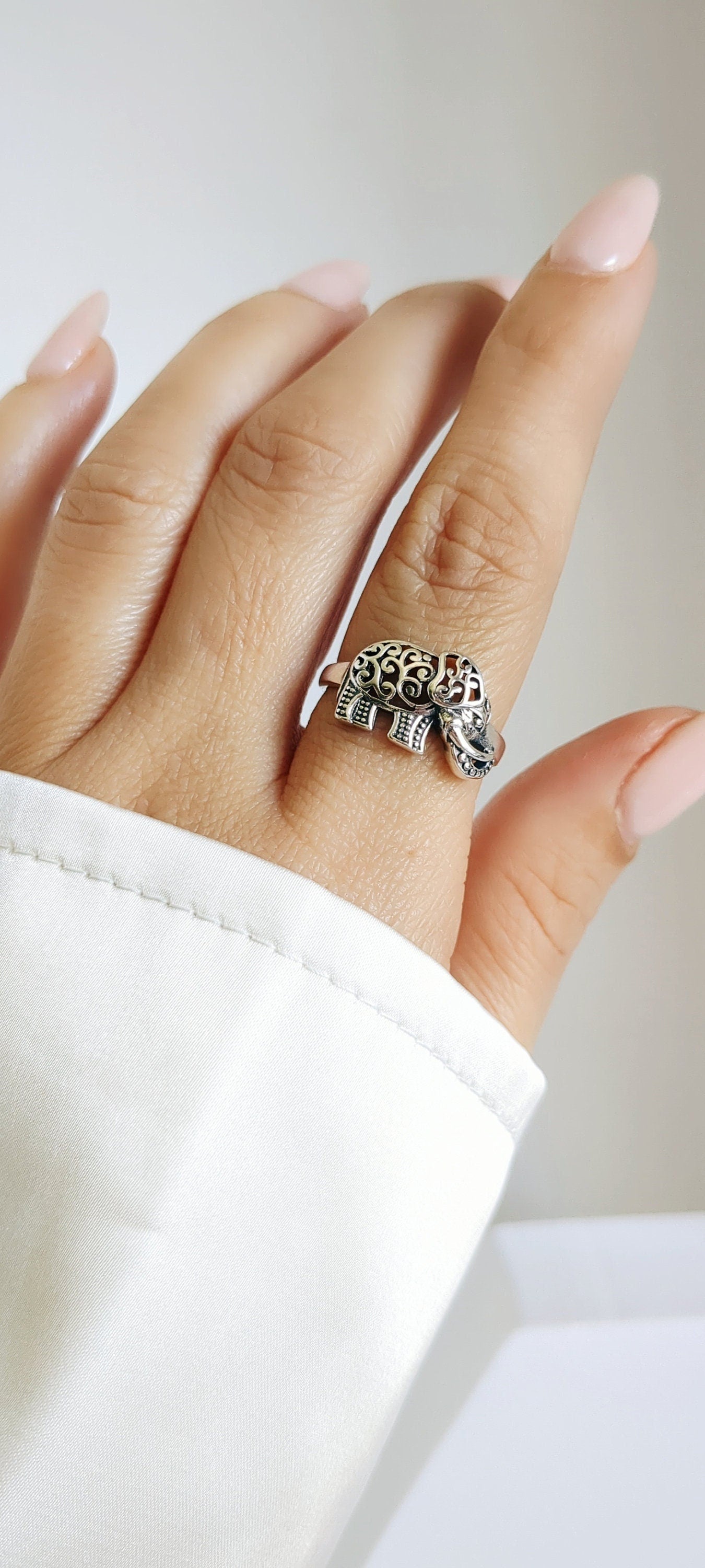 Sterling Silver Elephant Good Luck Ring