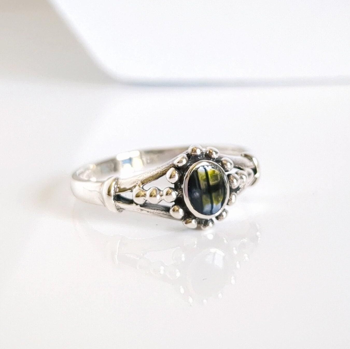 Dainty Sterling Silver Onyx Ring