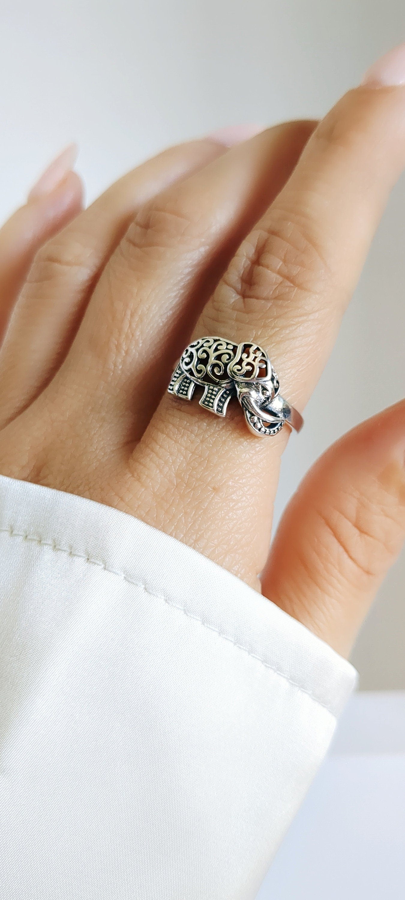 Sterling Silver Elephant Good Luck Ring