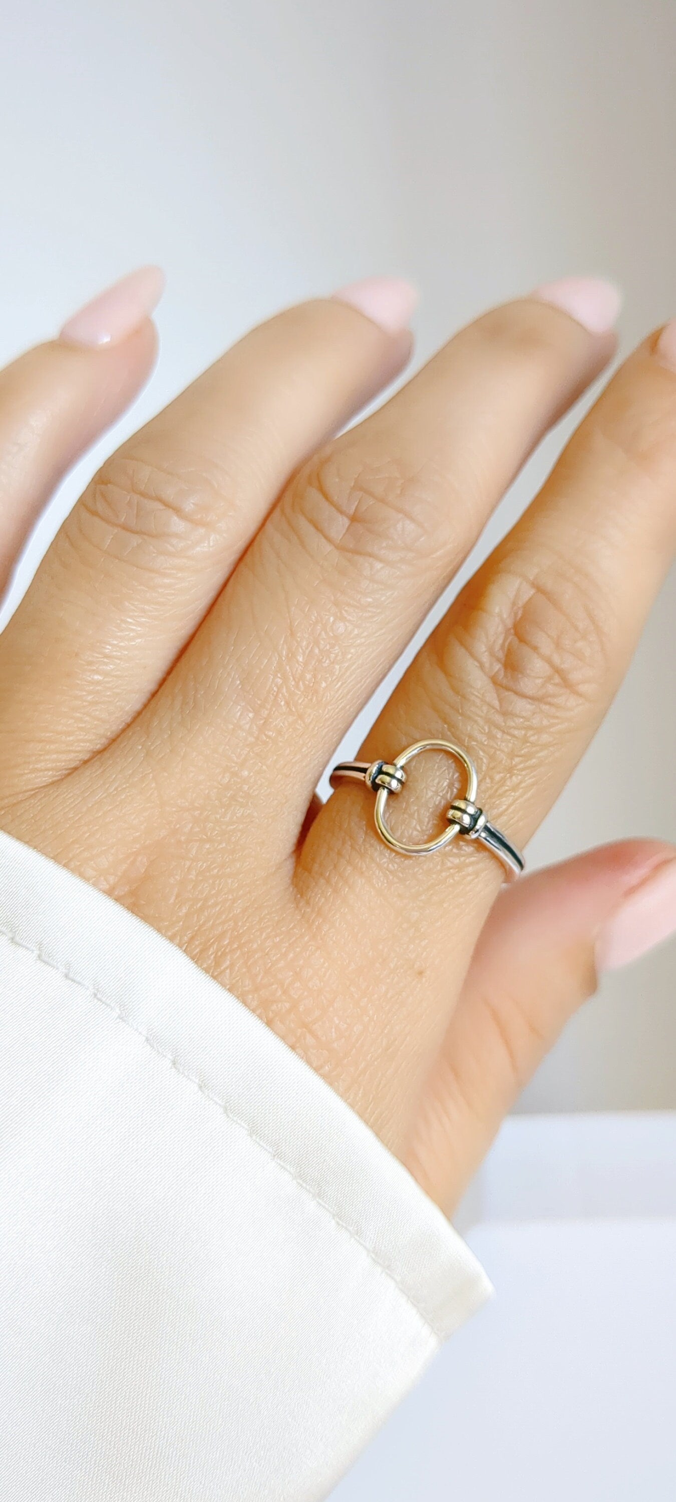 Sterling Silver Open Circle Ring, Halo Women Ring, O Ring, Stack Ring, Simple Ring, Halo Ring