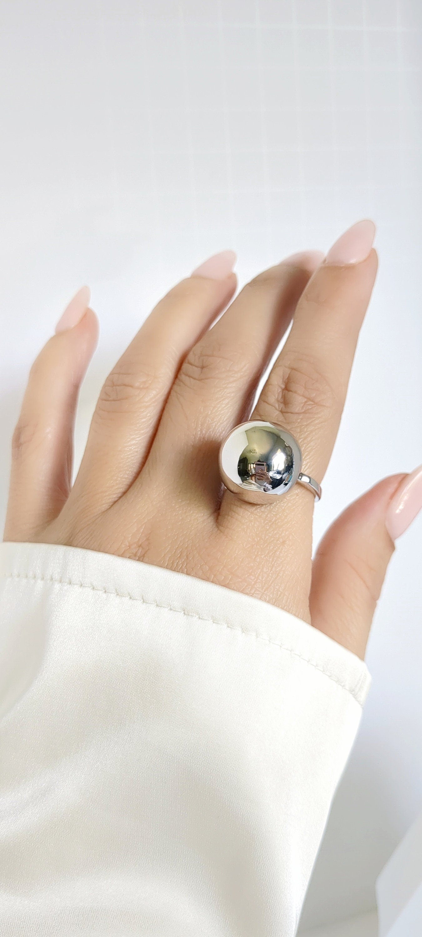 Globe Sphere Large Ball Geometric Half Globe Ring