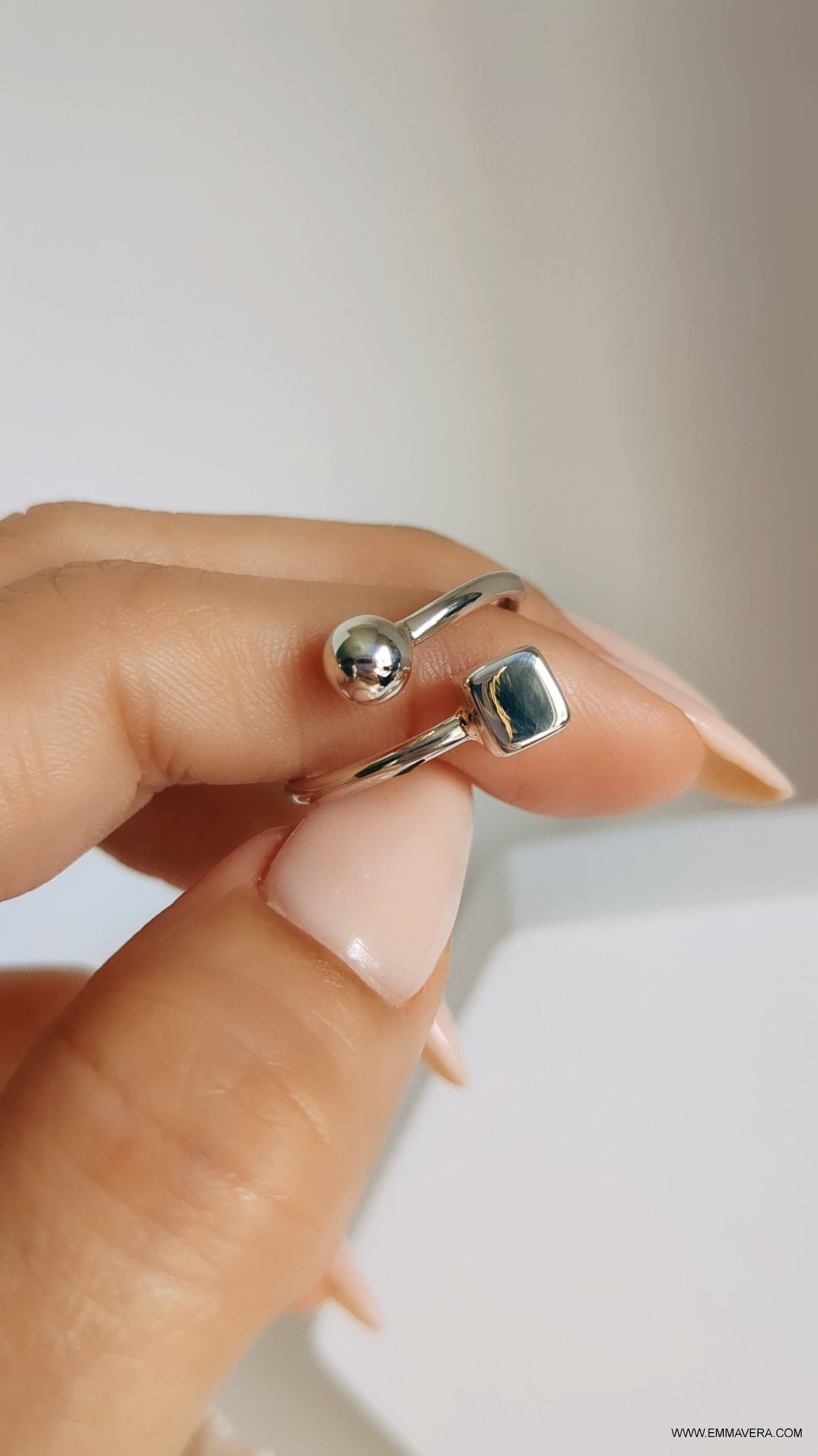 Modern Square Sphere Ring – 925 Sterling Silver