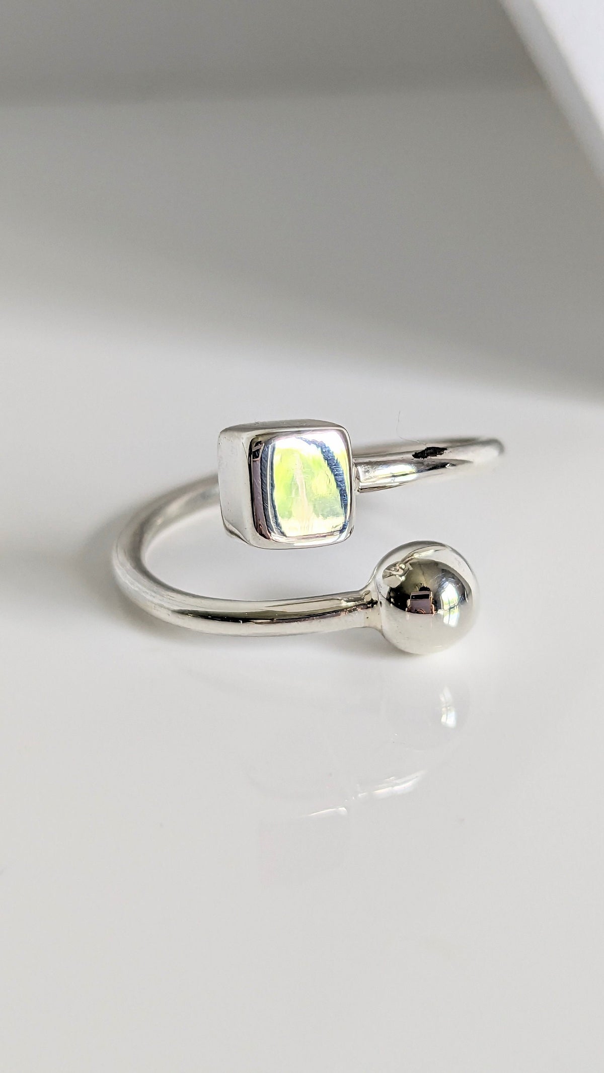 Modern Square Sphere Ring – 925 Sterling Silver