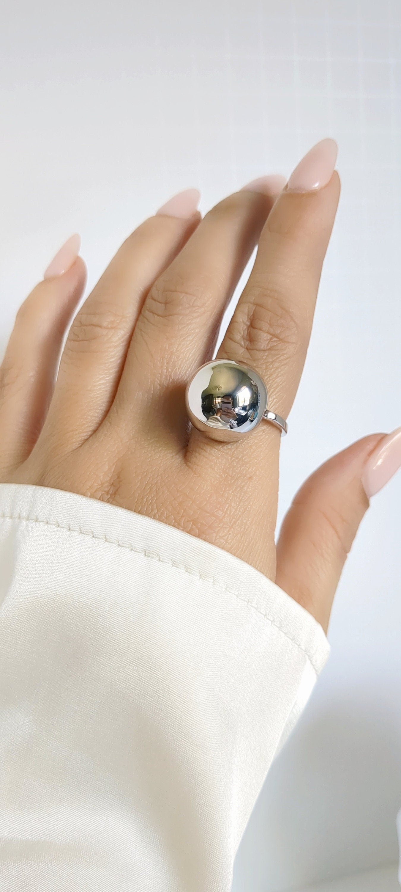 Globe Sphere Large Ball Geometric Half Globe Ring