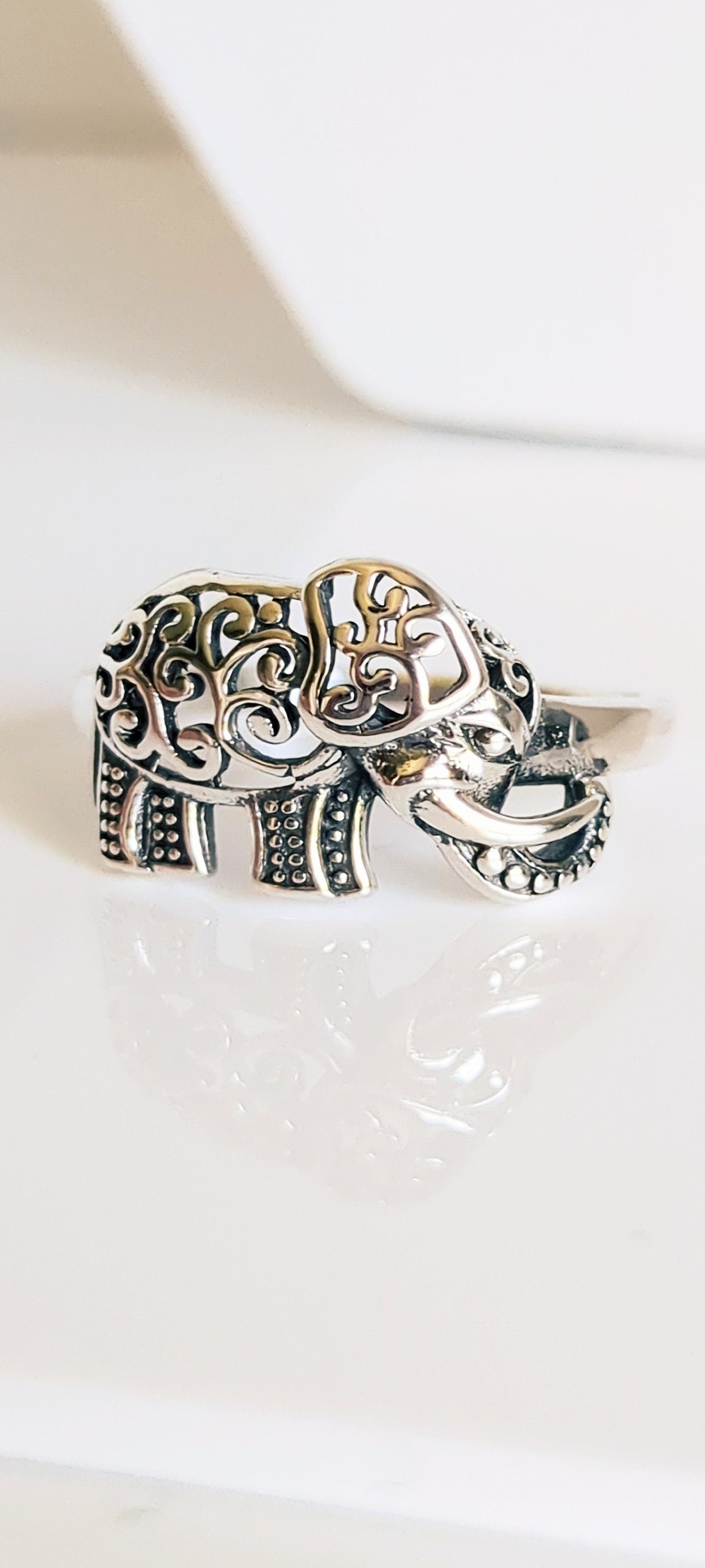 Sterling Silver Elephant Good Luck Ring