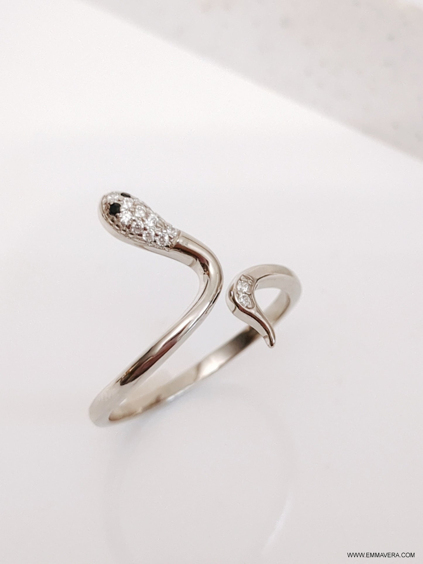 Sterling Silver Snake Ring, Dainty Sneak Ring, 925 Serpent Adjustable Ring, Open Snake Ring for Women