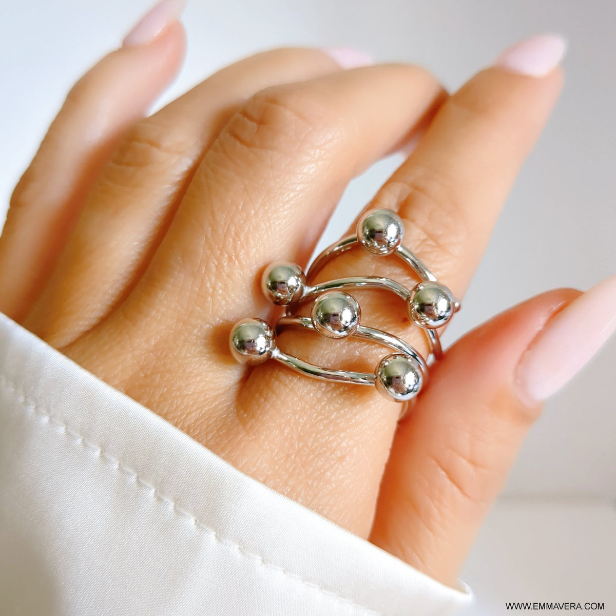 Multi Beads Women's Statement Ring – Sterling Silver