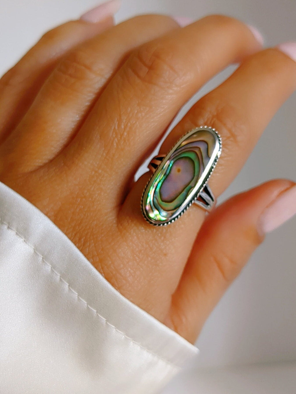 Abalone Shield Ring – 925 Sterling Silver