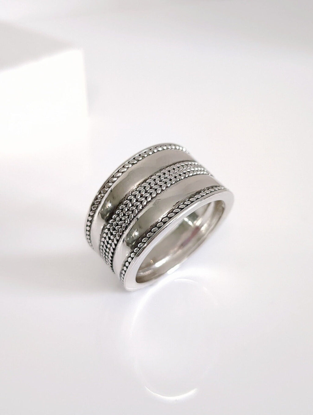 Wide Concave Bali Thumb Ring – 925 Sterling Silver