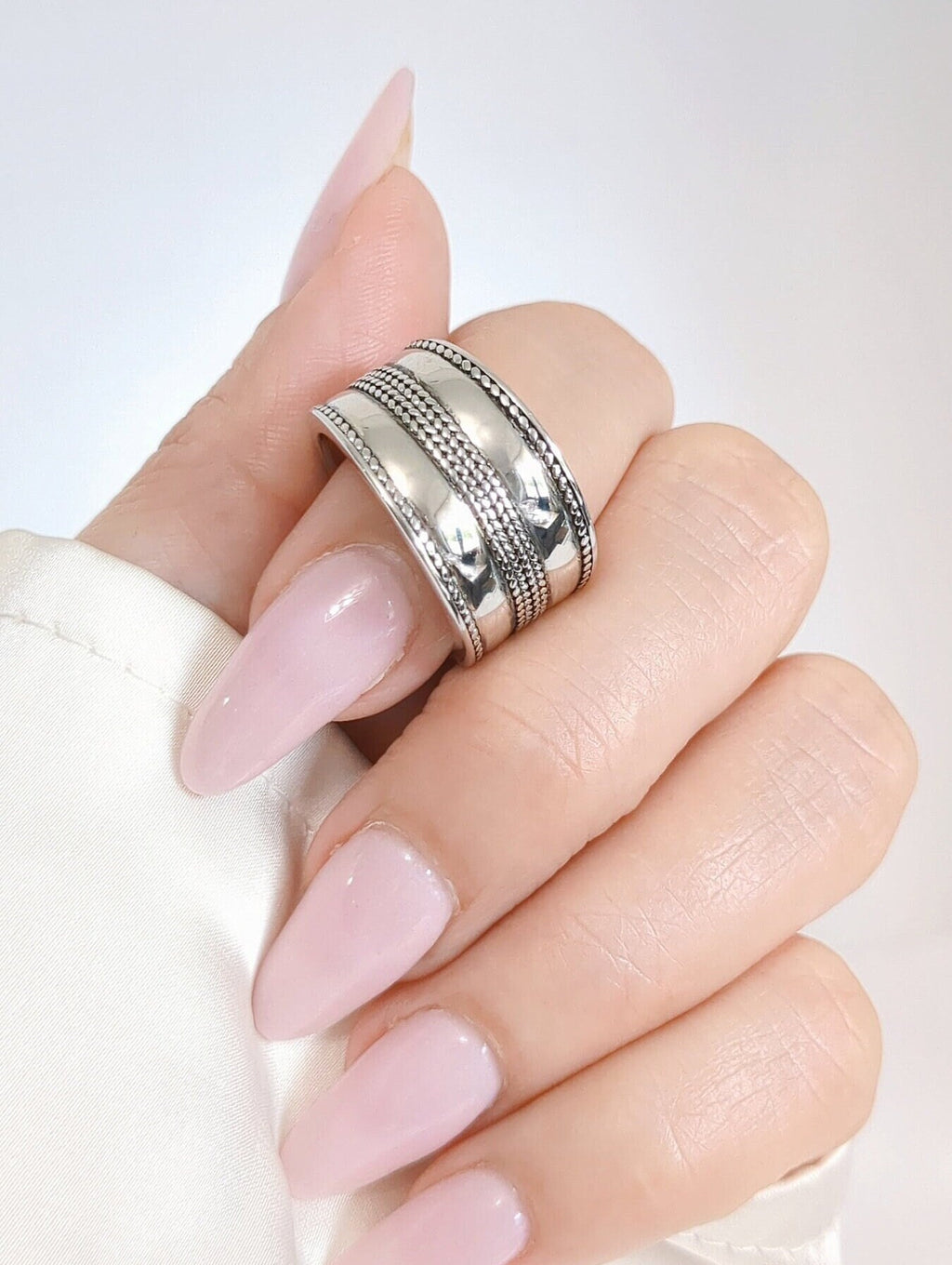 Wide Concave Bali Thumb Ring – 925 Sterling Silver
