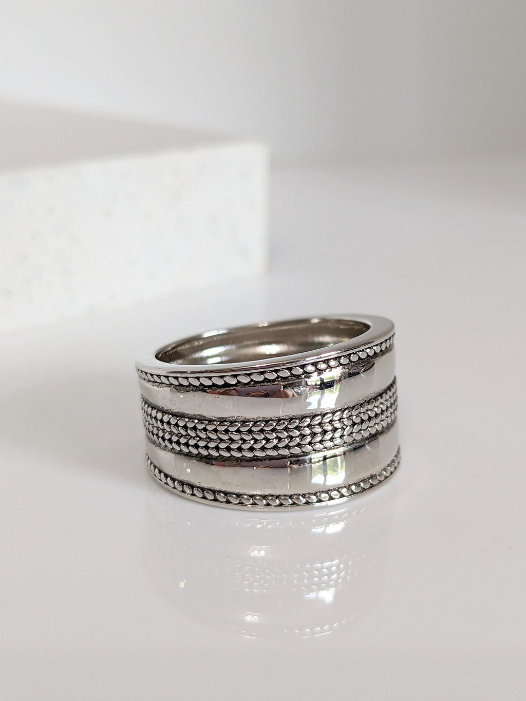 Wide Concave Bali Thumb Ring – 925 Sterling Silver
