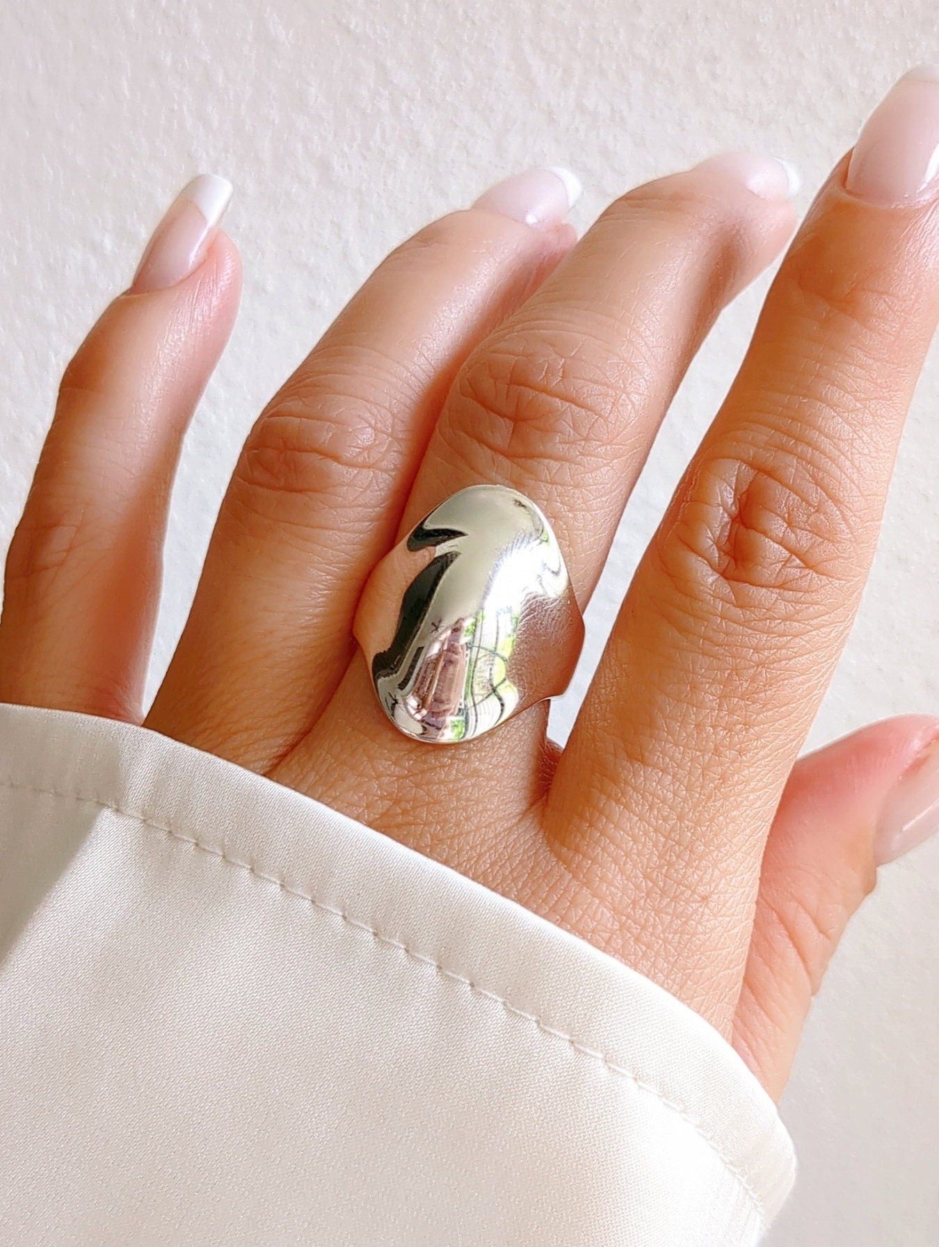 Solid Sterling Silver Concave Dome Ring