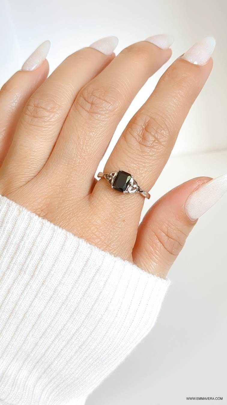 Black Onyx Celtic Women Ring
