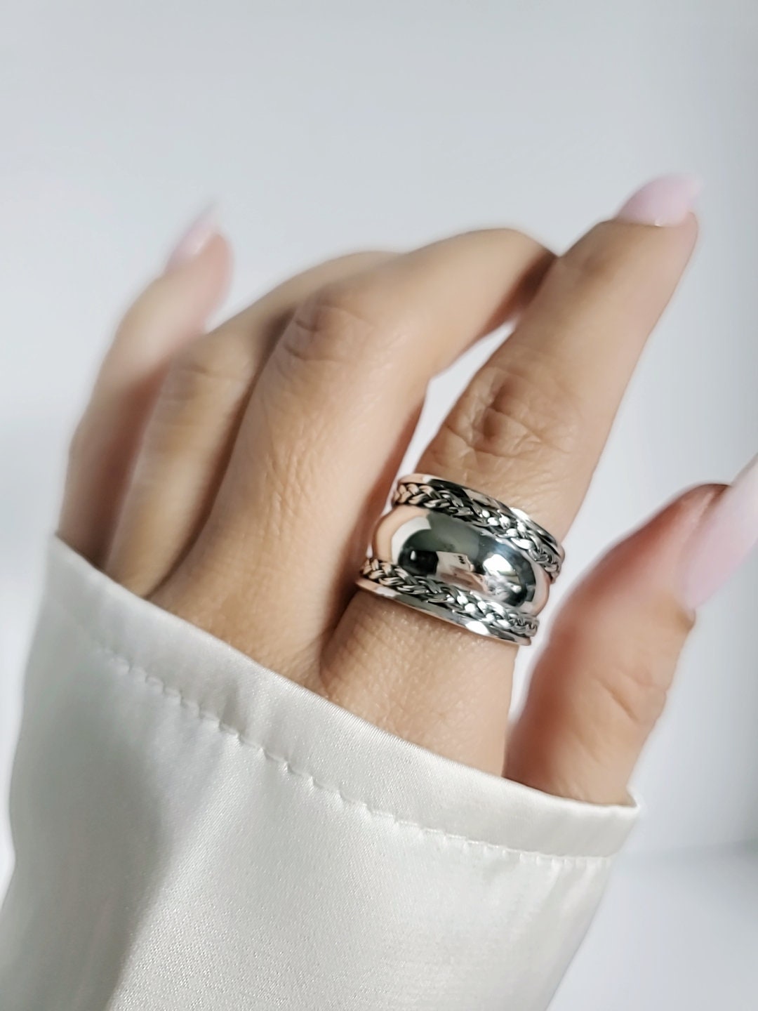 Solid Sterling Silver Wide Band Ring