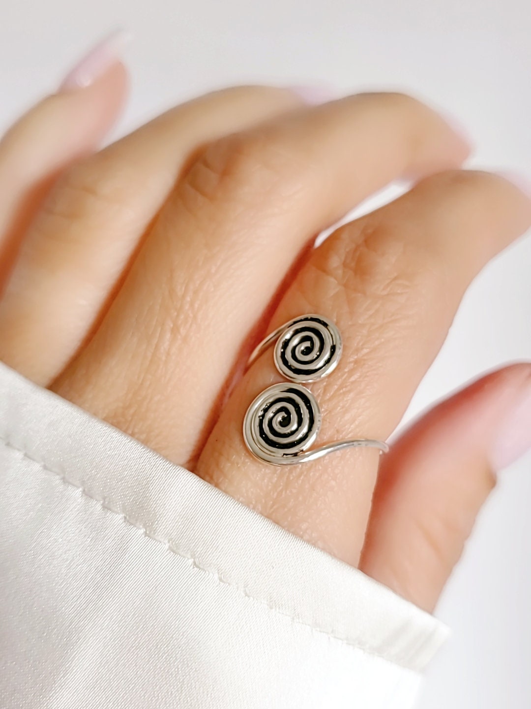 Sterling Silver Double Spiral Dainty Spiral Ring