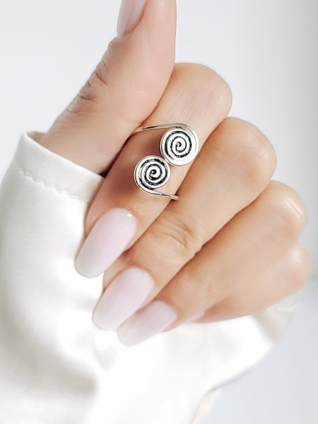 Sterling Silver Double Spiral Dainty Spiral Ring