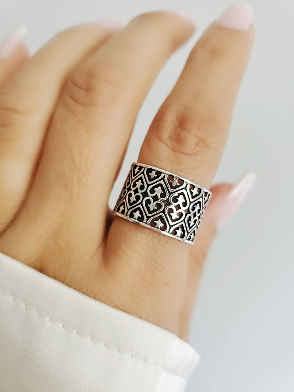 Wide Statement Ring – 925 Sterling Silver