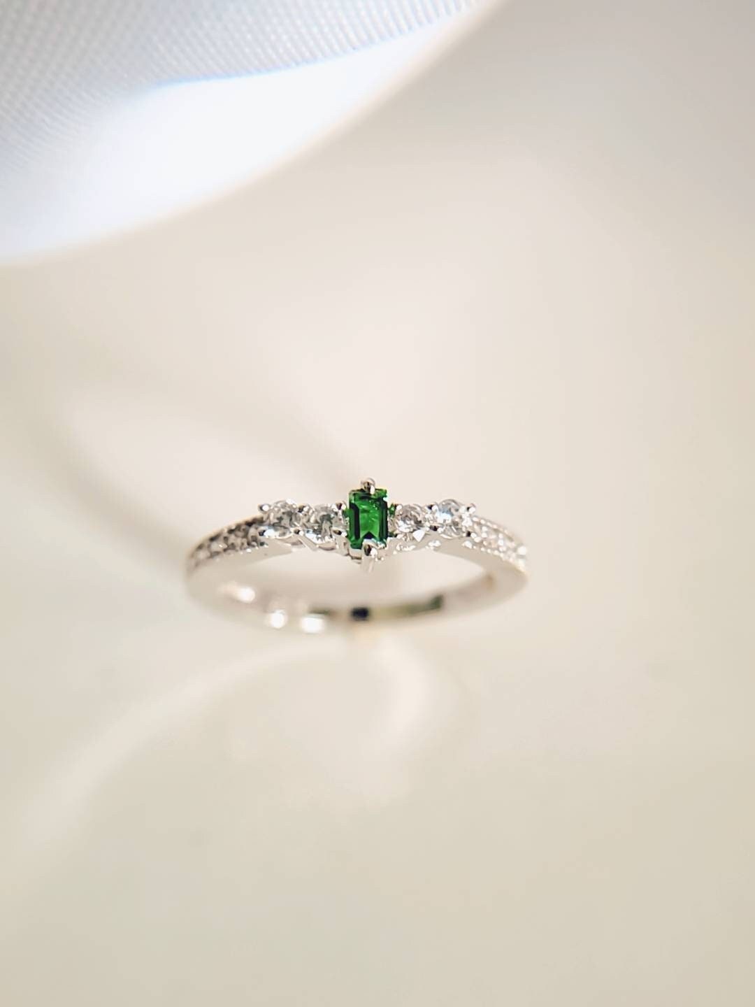 Emerald Sterling Silver Emerald Ring