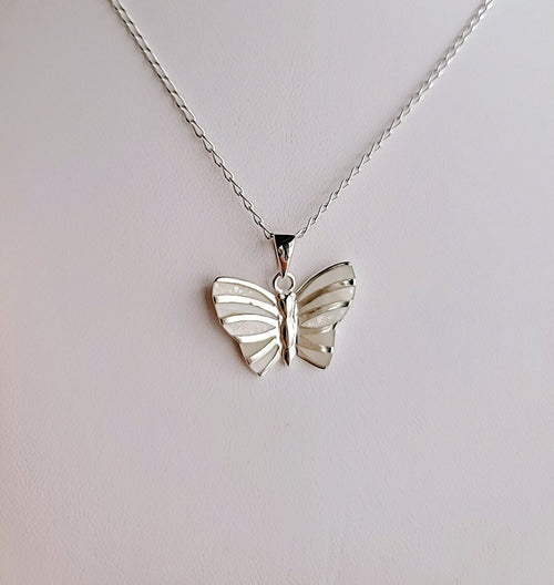 Butterfly Mother of Pearl Pendant – Sterling Silver