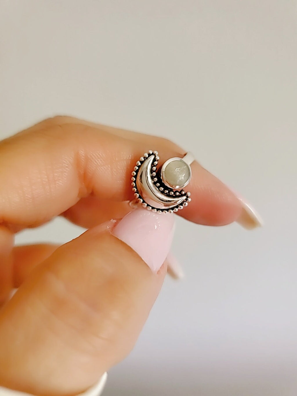 Crescent Mother of Pearl Moon Ring