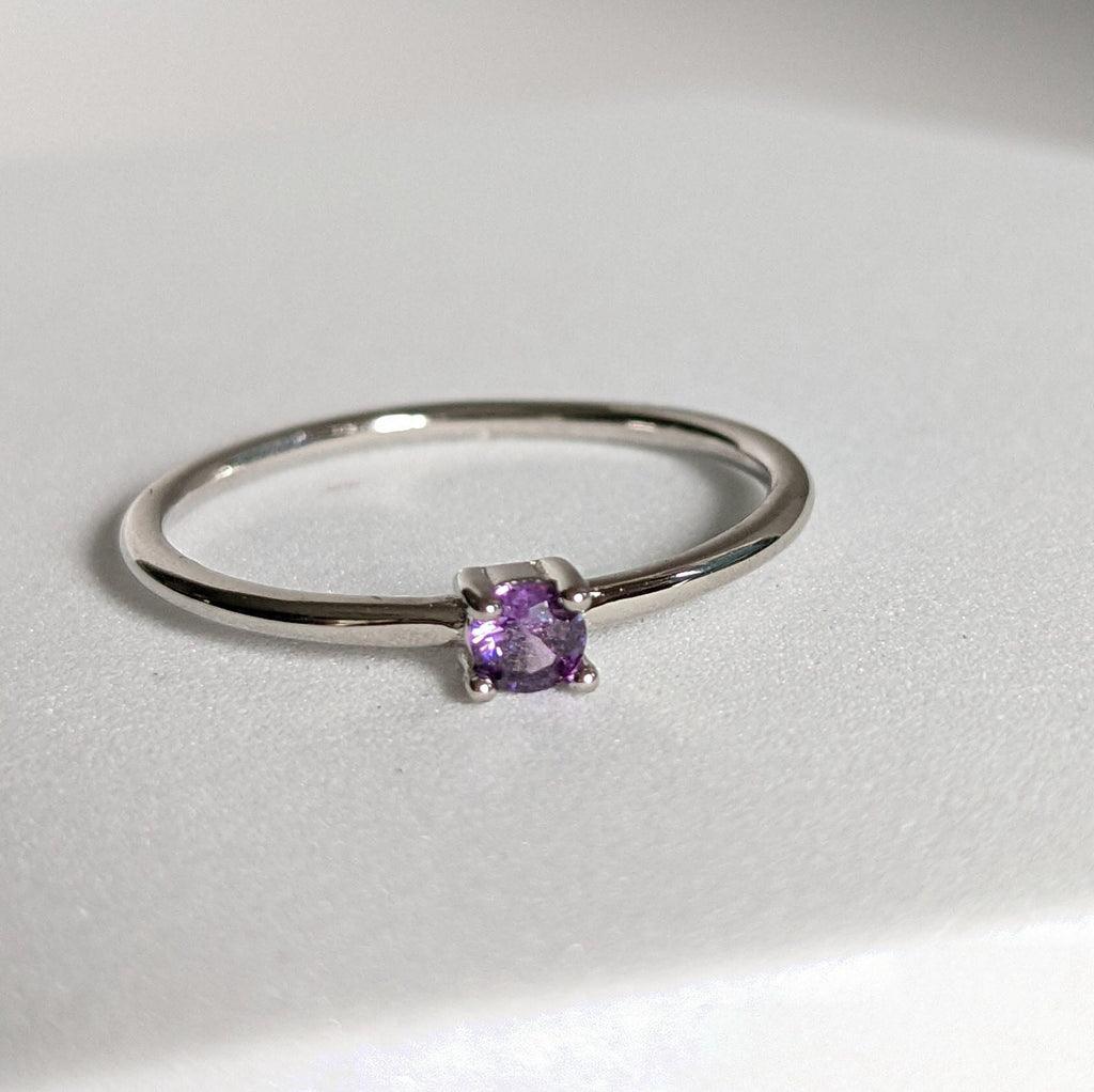 Dainty Genuine Amethyst Ring – 925 Sterling Silver
