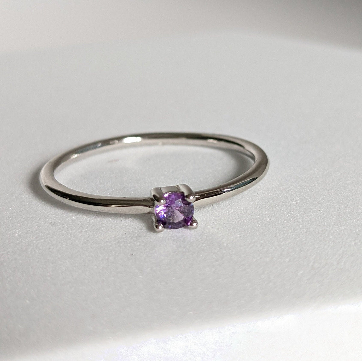 Dainty Genuine Amethyst Ring – 925 Sterling Silver