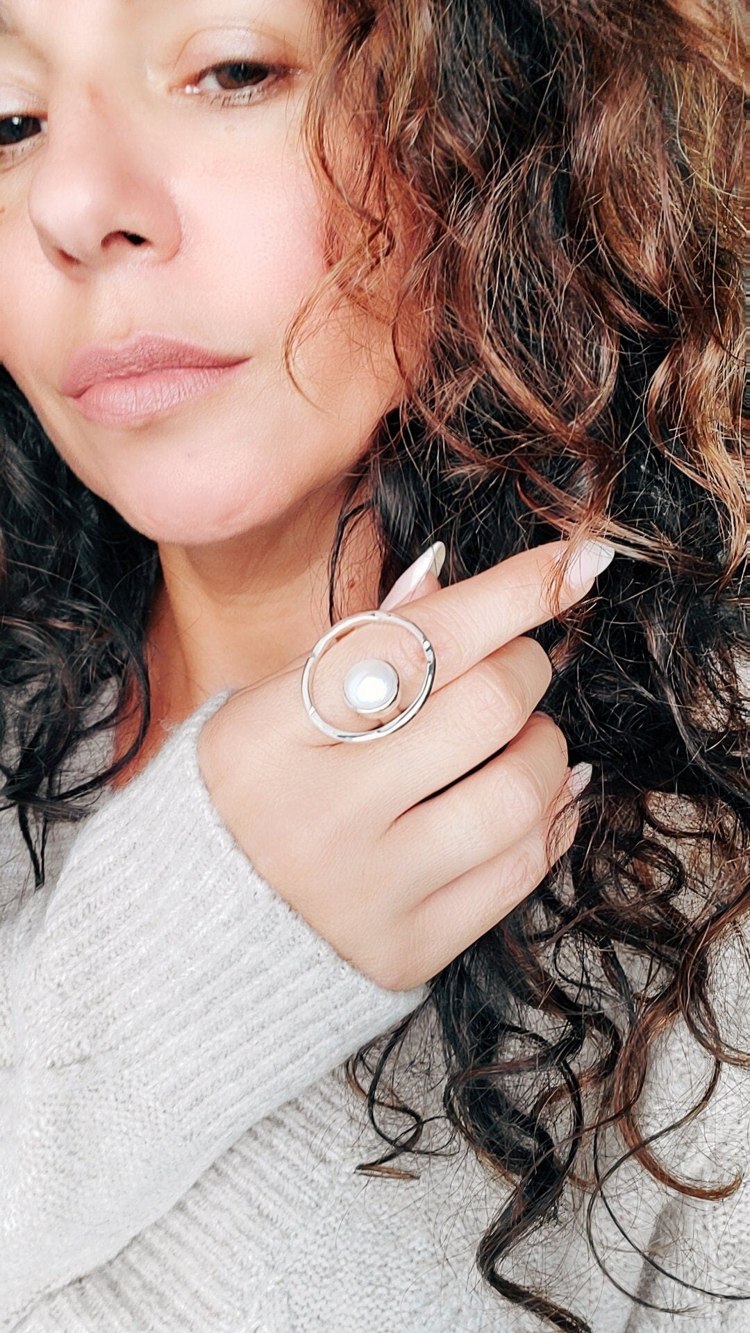 Floating Pearl Statement Ring