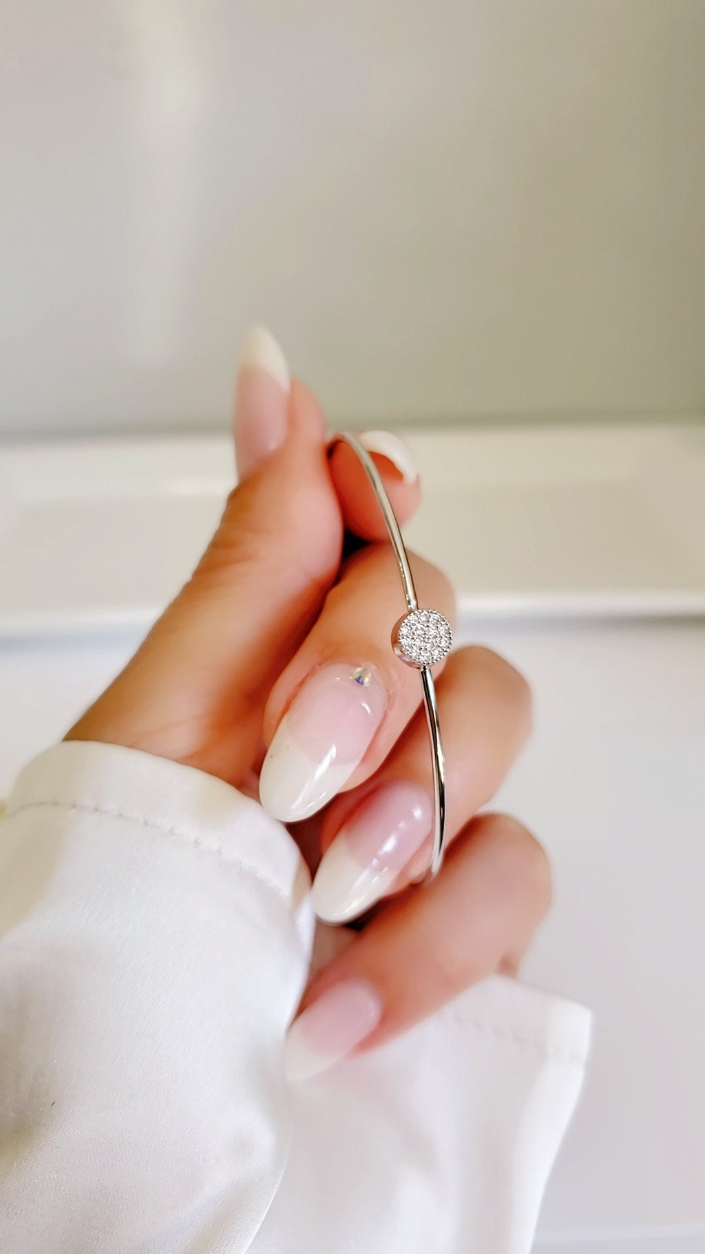 Dainty Silver Bracelet Open thin Bangle