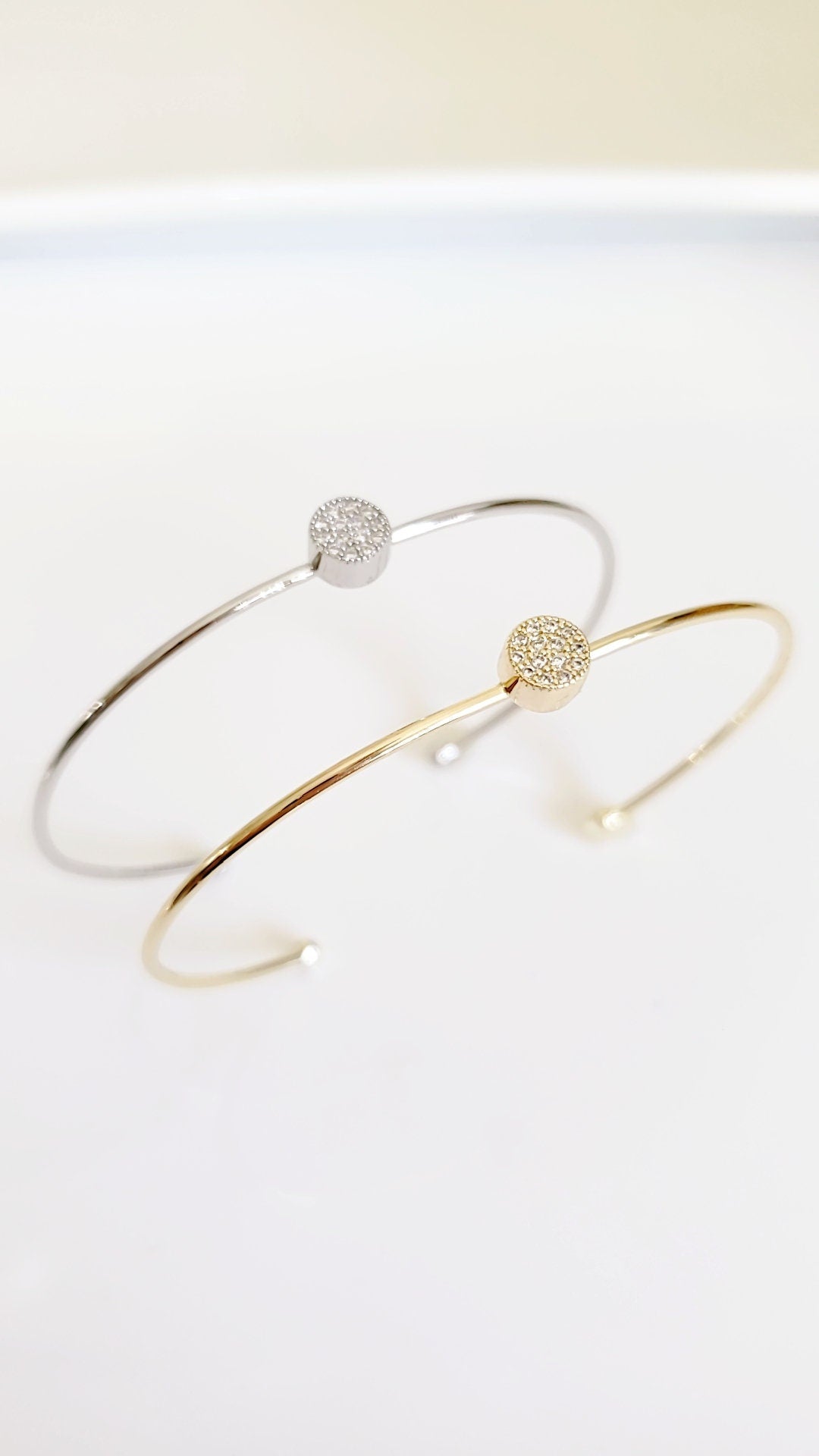 Dainty Silver Bracelet Open thin Bangle