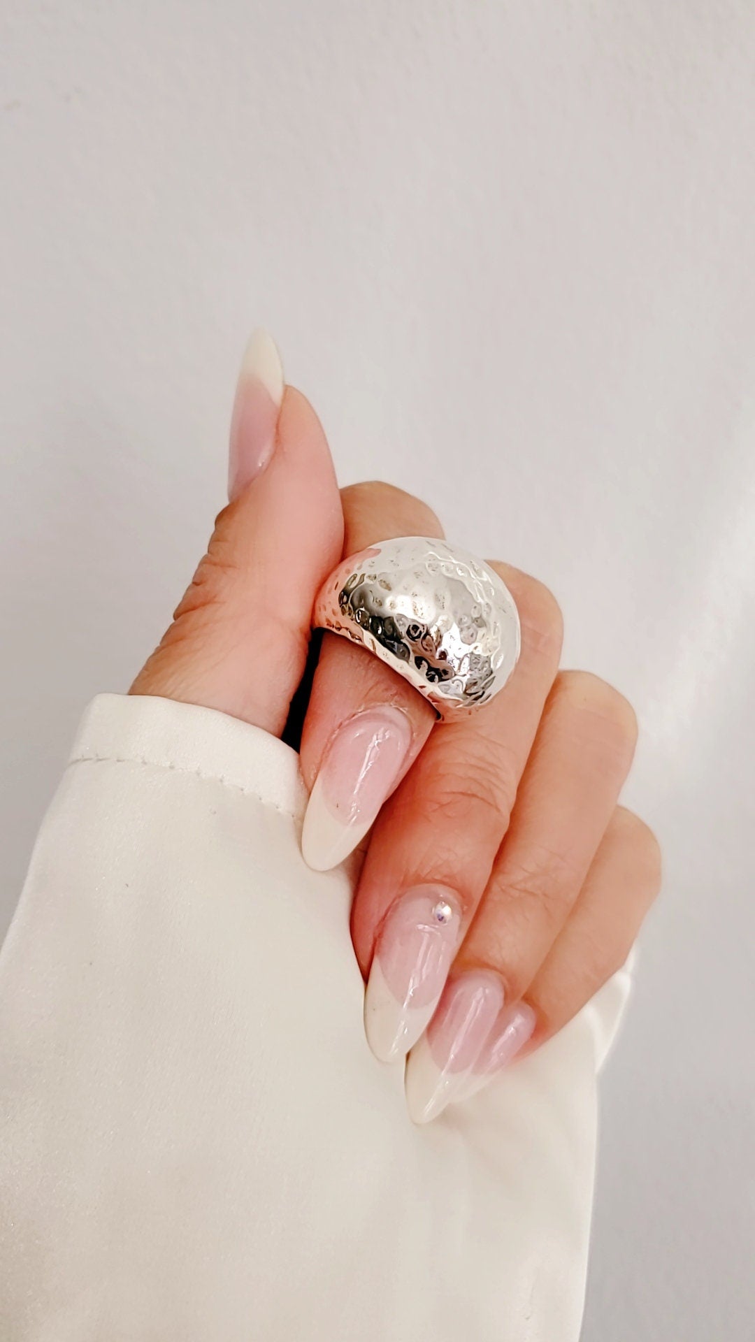 Sterling Silver Round Dome Ring, Hammered Electroform Dome Ring, Sexy Ring, Statement Jewelry, 925 Silver, Art Deco Design