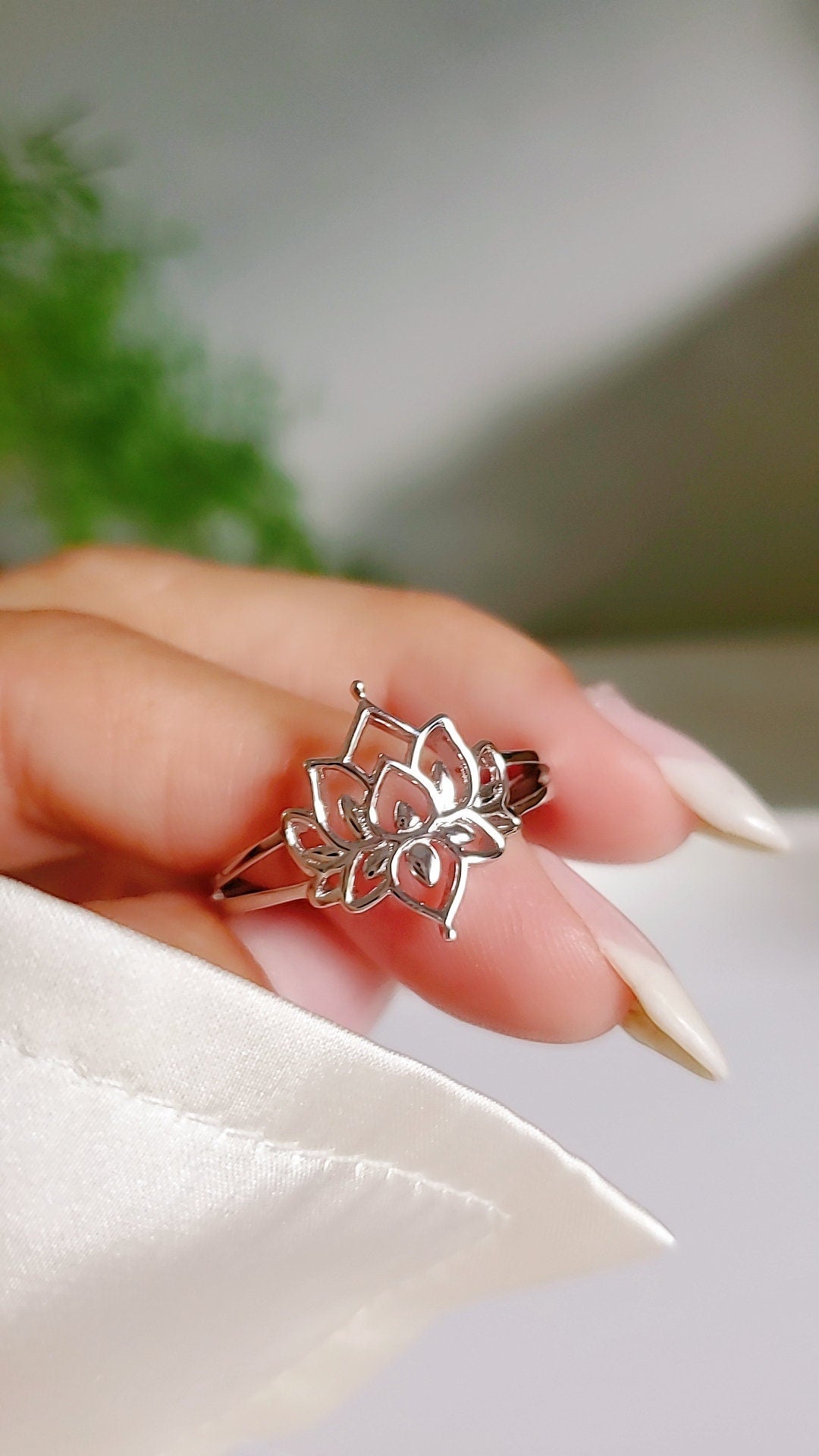 Lotus Flower Sterling Silver Mandala Ring