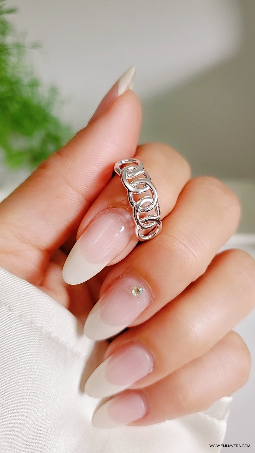 Sterling Silver Chain Link Simple Chain Ring