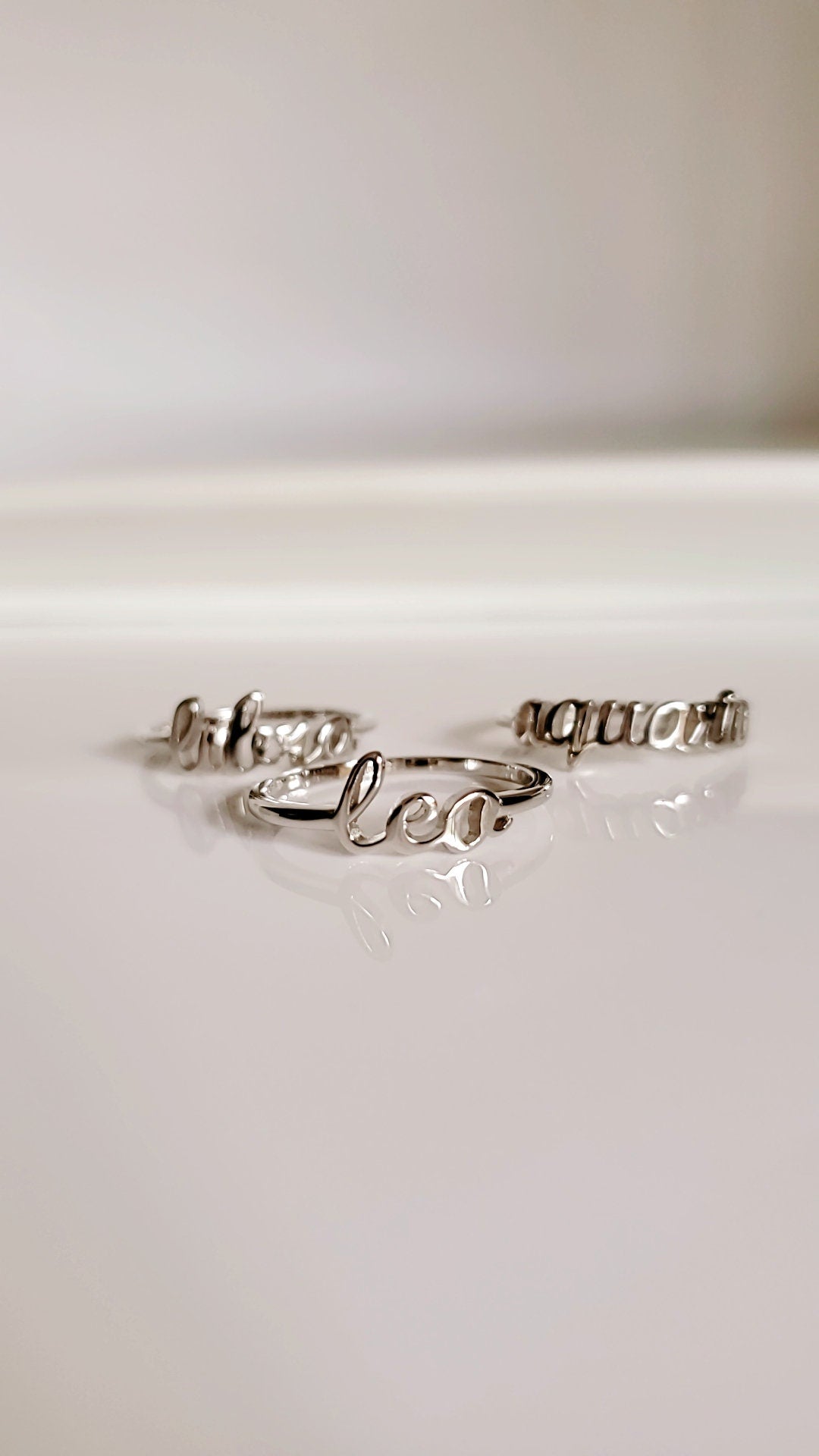 Sterling Silver Zodiac Rings, Zodiac Scrip Letter Ring, Birth Month Ring, 925 Zodiac Ring, Stack Lettering Zodiac Ring