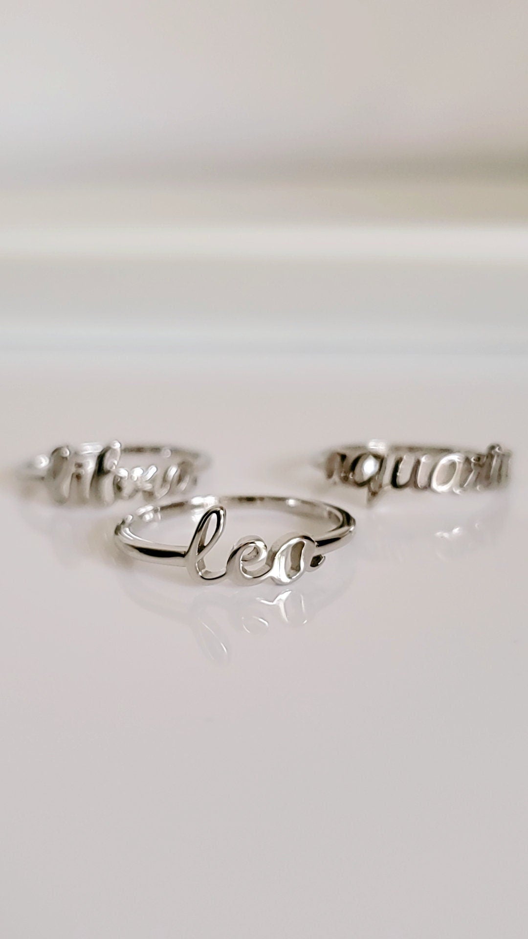 Sterling Silver Zodiac Rings, Zodiac Scrip Letter Ring, Birth Month Ring, 925 Zodiac Ring, Stack Lettering Zodiac Ring