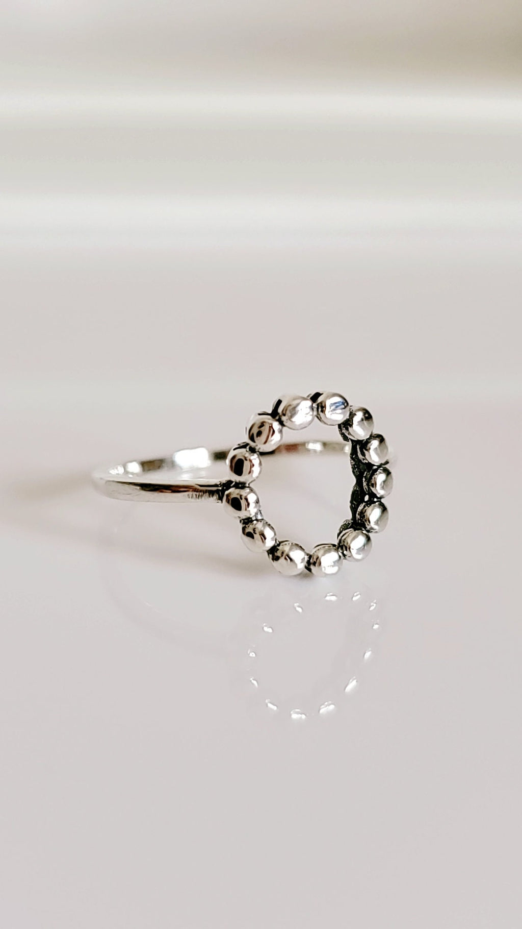 Open Beaded Circle Women's Ring – Sterling Silver