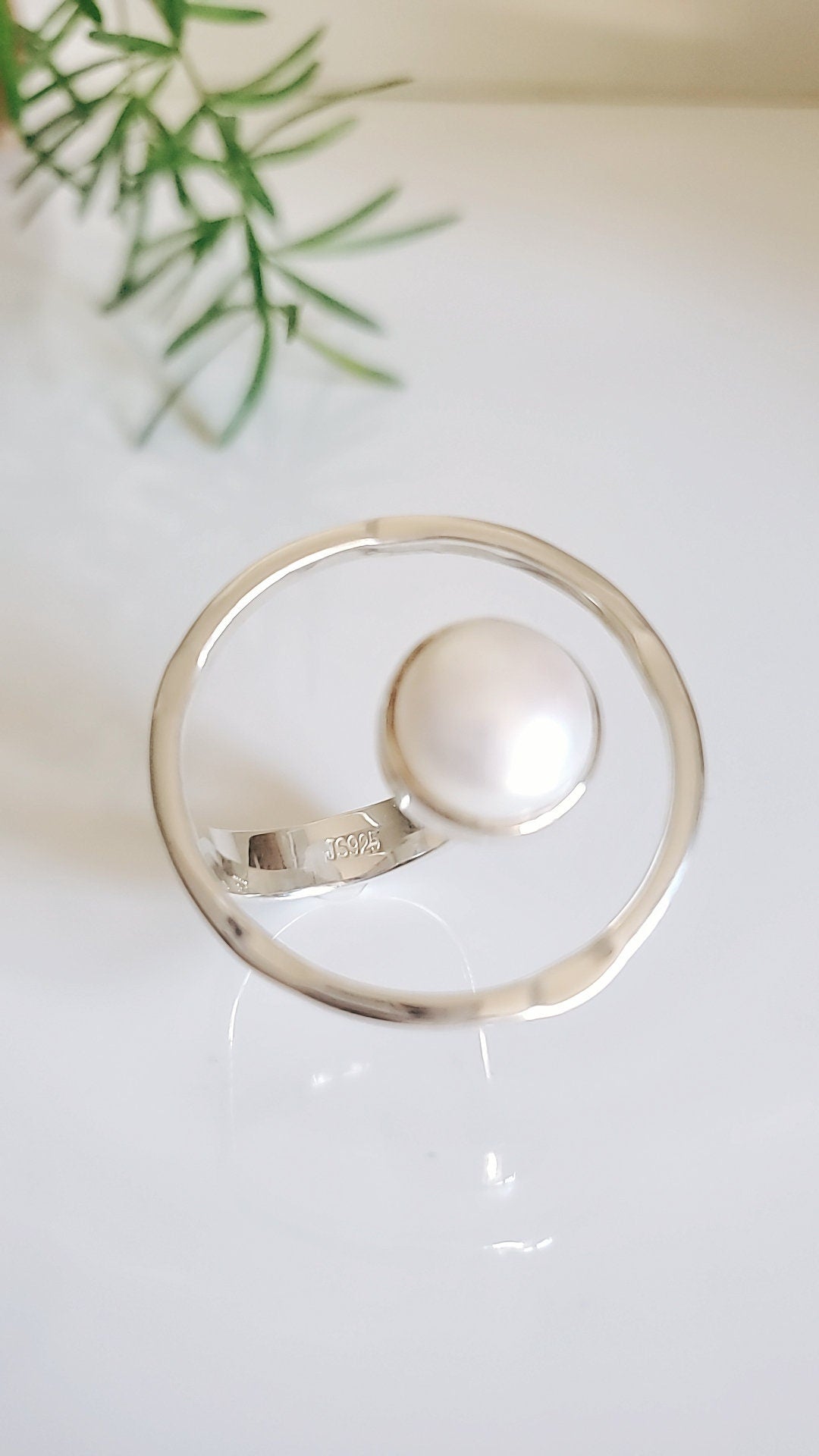 Sterling Silver Fresh Water Floating Pearl Ring