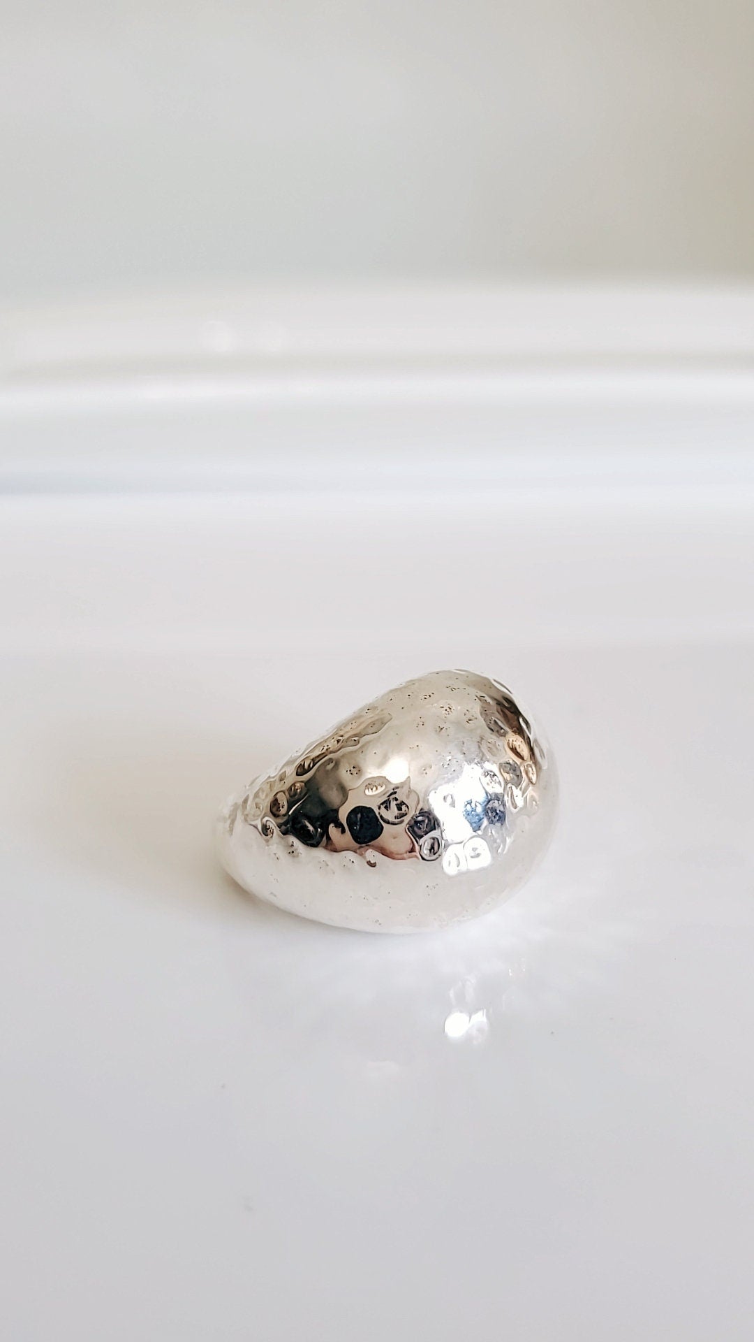 Sterling Silver Round Dome Ring, Hammered Electroform Dome Ring, Sexy Ring, Statement Jewelry, 925 Silver, Art Deco Design