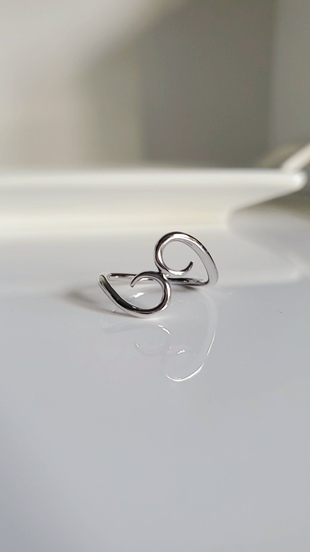 Sterling Silver Spiral Ring, Hook Ring, 925 Silver Ring, Dainty Women's Ring, Swirl Ring