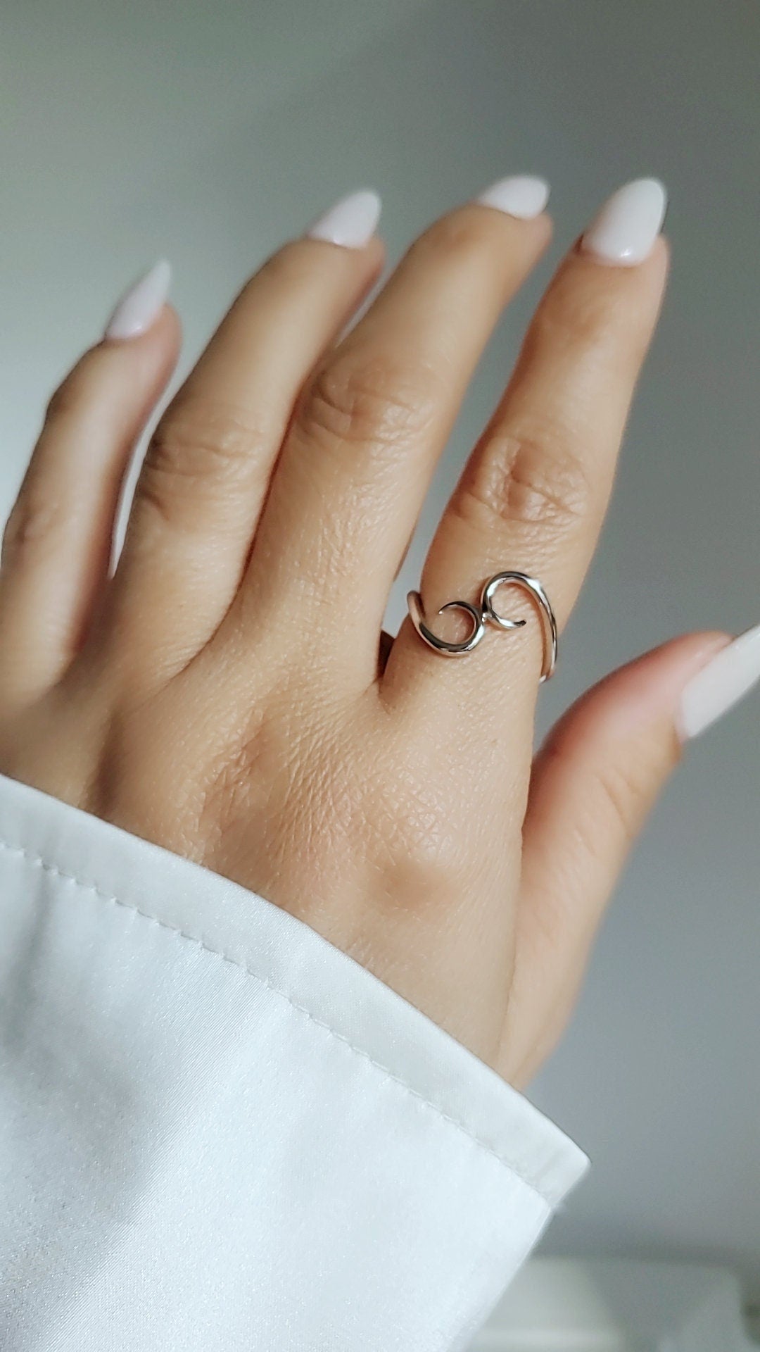 Sterling Silver Spiral Ring, Hook Ring, 925 Silver Ring, Dainty Women's Ring, Swirl Ring