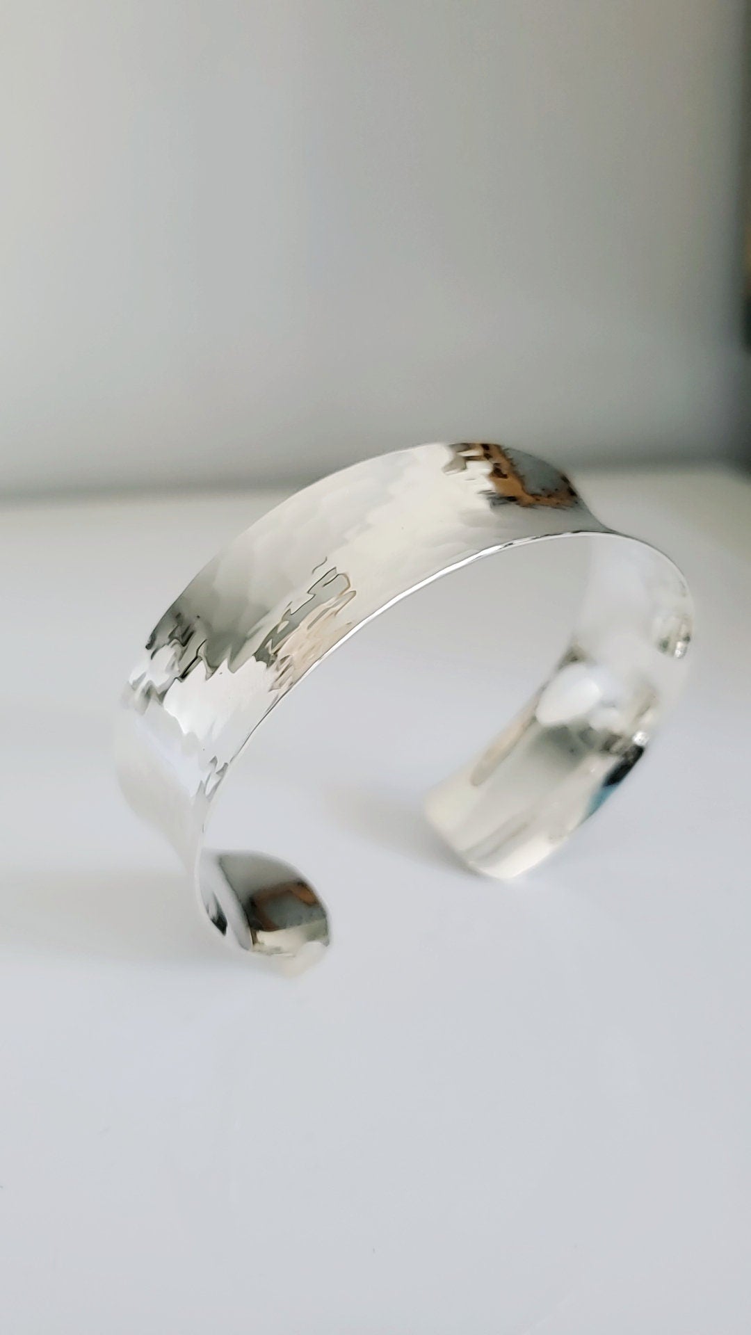 Solid Sterling Silver Hammered Bangle