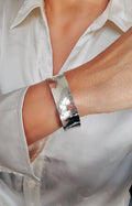 Adjustable Hammered Sterling Silver Cuff Bracelet – 925 Stamped, Textured Finish, Comfortable & Stackable, Includes Jewelry