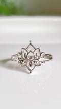 Lotus Flower Sterling Silver Mandala Ring