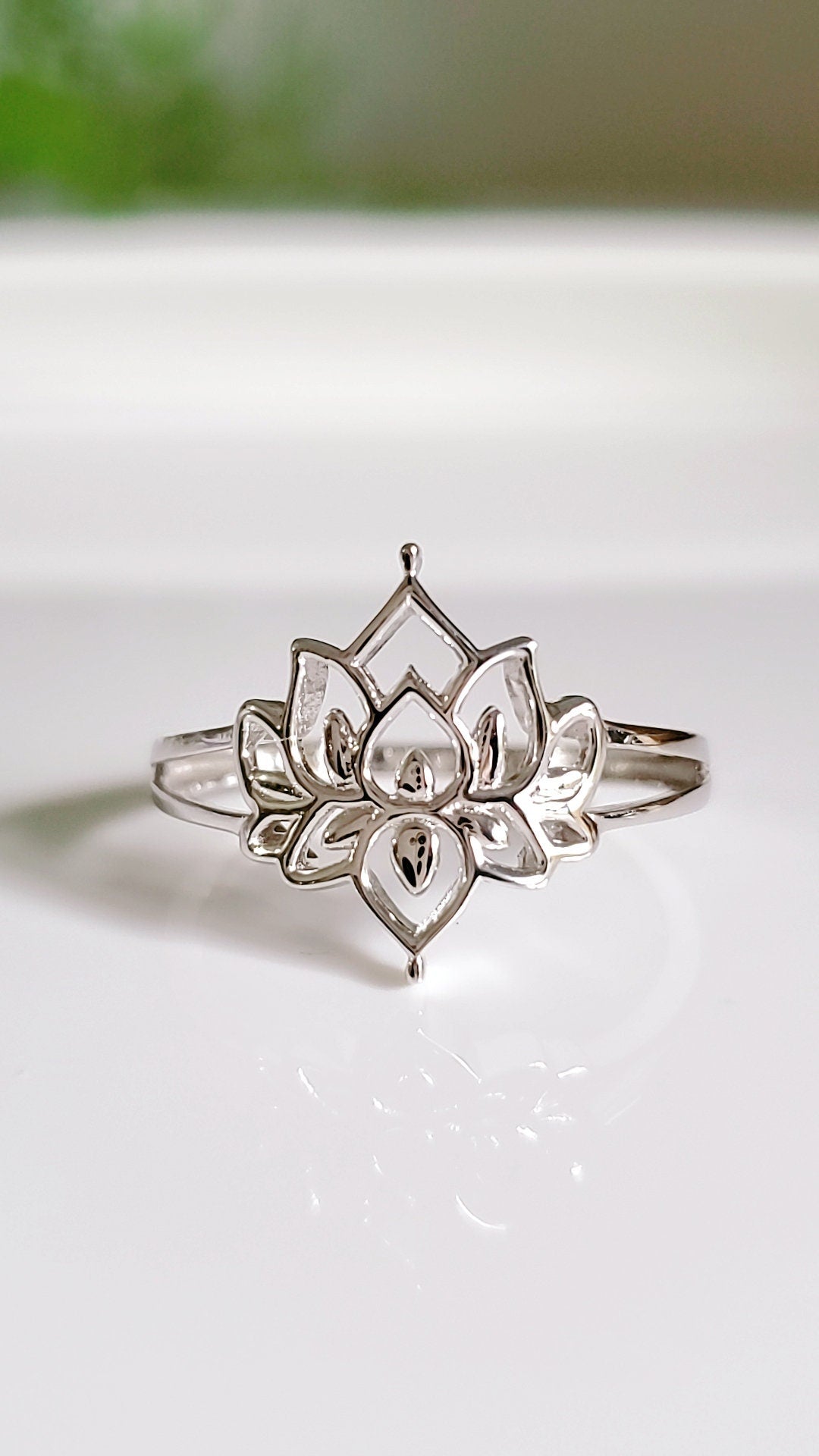 Lotus Flower Sterling Silver Mandala Ring