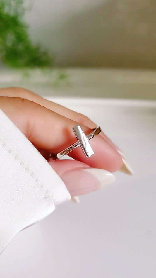 Bar Ring, Sterling Silver T Bar Ring